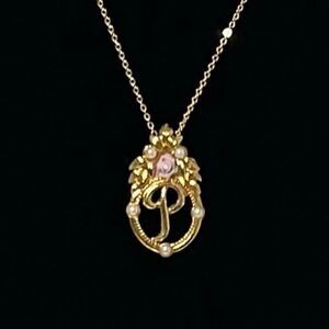 Avon Gold and Pink Floral Necklace